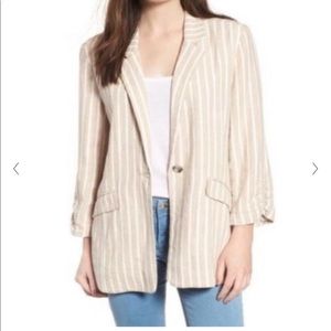 Bp linen striped blazer